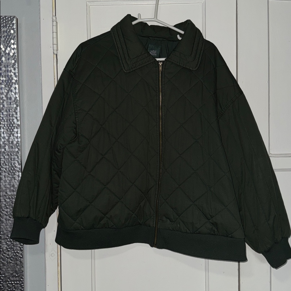 wild fable Olive Green Quilted Bomber Jacket